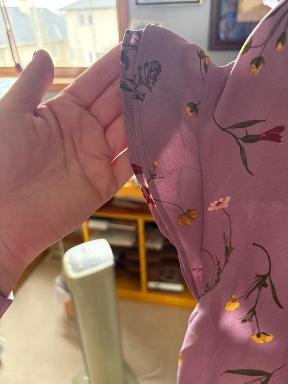 Denver Hayes Mauve Floral Button-Front Blouse - Picture 3 of 4